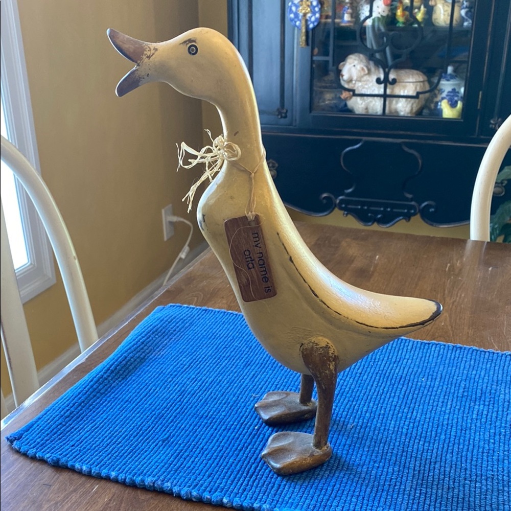 Smith & Hawken Carved Wood Duck My Name is ORLA